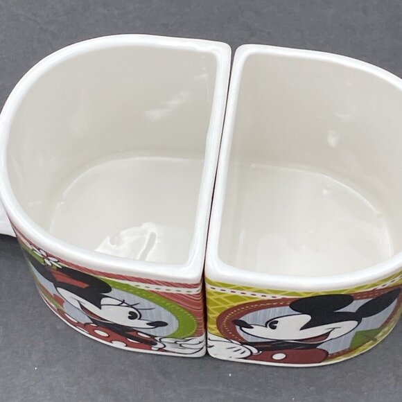 Disney Mugs Mickey And Minnie‎ Mouse Half Moon Set Of 2 Christmas 2011 - Picture 3 of 16